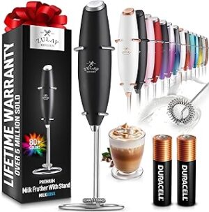 Zulay Kitchen Powerful Milk Frother Wand With 2 Duracell Batteries - Ultra Fast Handheld Drink Mixer - Electric Whisk Foam Maker for Coffee, Lattes, Cappuccino, Matcha, Hot Chocolate & Creamer - Black 2 811 tPSBMML. AC UL320